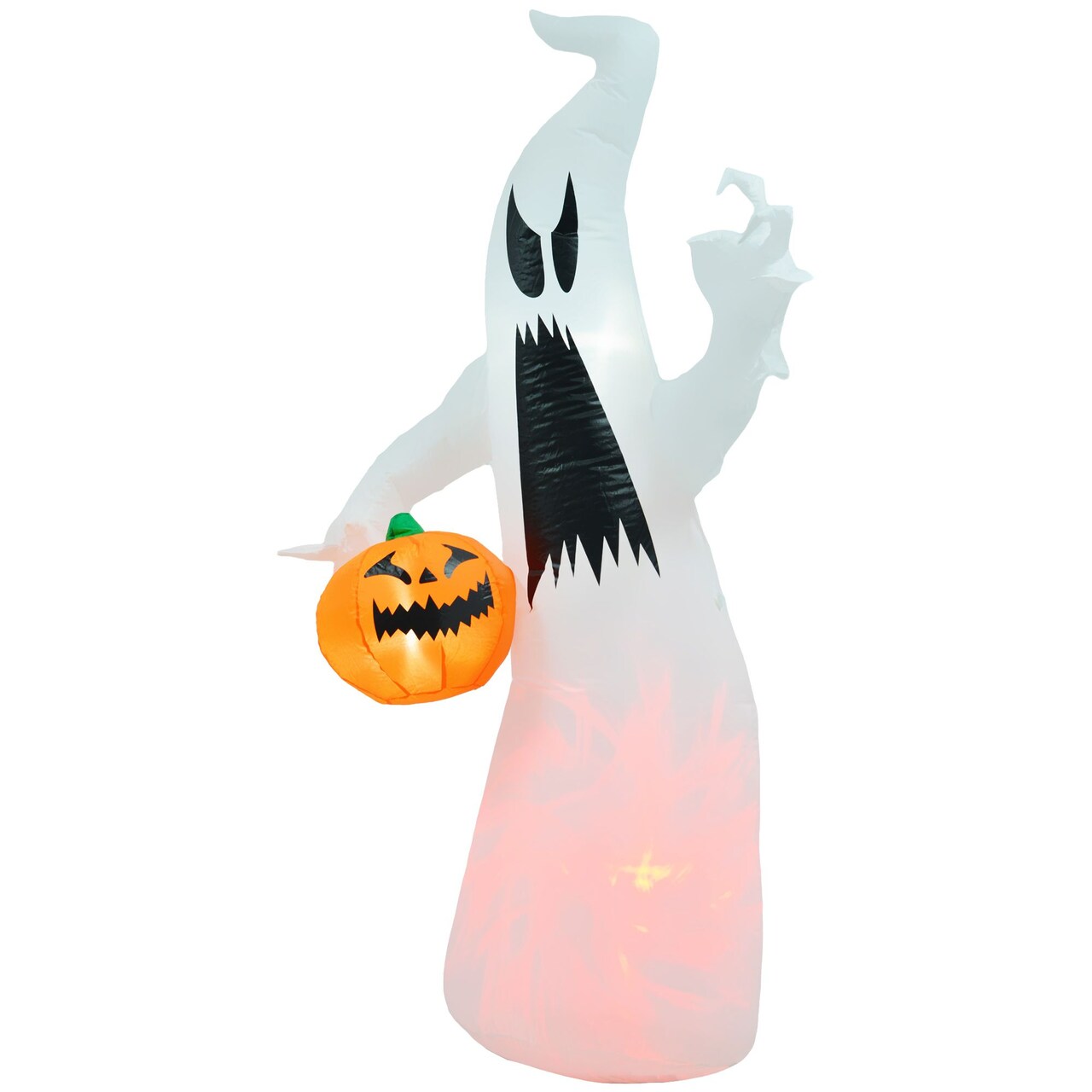 5.9' Halloween LED Yard Decor Ghost with Pumpkin, Blow Up Inflatable Outdoor Decoration, Waterproof